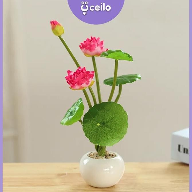 TERMURAH - CEILO Bunga Teratai Imitasi | Lotus Artificial | Tanaman Teratai Palsu | Bunga Teratai Po
