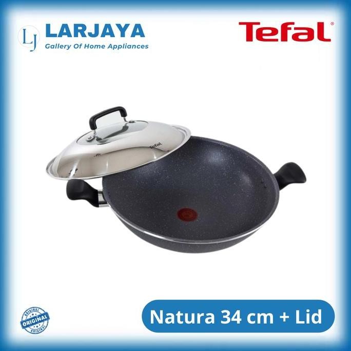Murah Tefal Natura Wok 34 Cm + Lid | Wajan Anti Lengket 34 Cm Natura