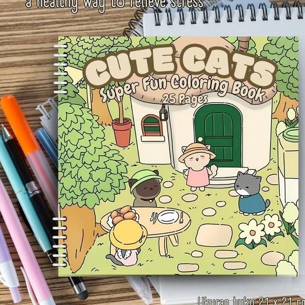 

Cute Cats Colng Book For Kids And S Buku Mewarnai Untuk Anak Remaja Dewasa Kertas Tebal Uk. 210X210 25 Halaman