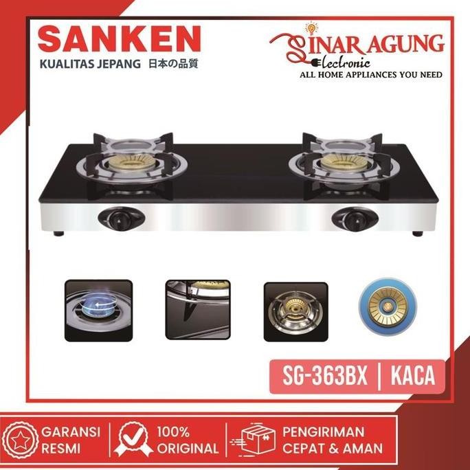 SANKEN SG363BX / SG-363BX KOMPOR GAS 2 TUNGKU TEMPERED GLASS