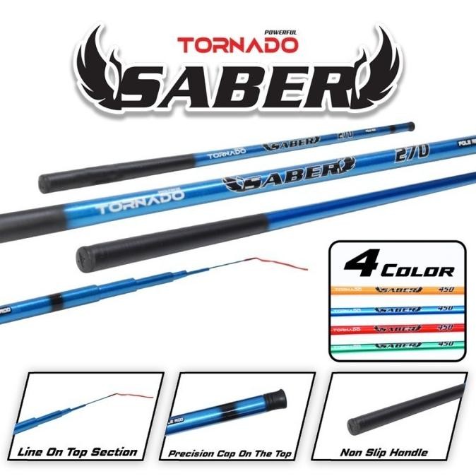 JORAN PANCING TORNADO TEGEK SABER 240CM - 450CM GRAPHITE RUAS PENDEK -