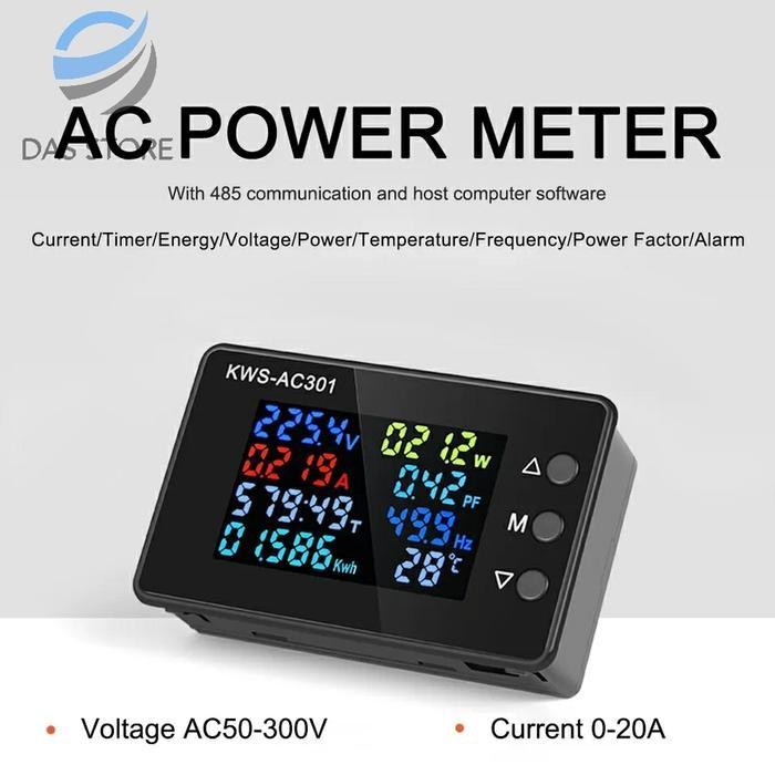 Keweisi Kws Ac301 8In1 Power Factor Frequency Kwh Meter Wattmeter Voltmeter Ac Kws Ac301L 20A 100A O
