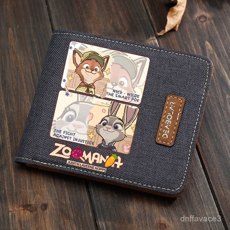 Cute Cartoon Judy Hopps and Nick Fox Zootopia Short Wallet Card Holder