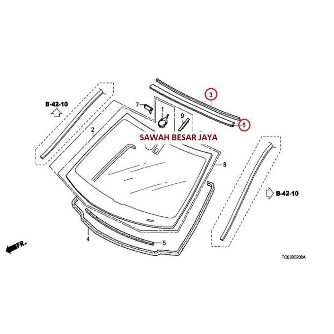 Karet Molding List Lis Kaca Besar Depan Bagian Atas Honda Accord Cp2 2008 2009 2010 2011 2012 Origin