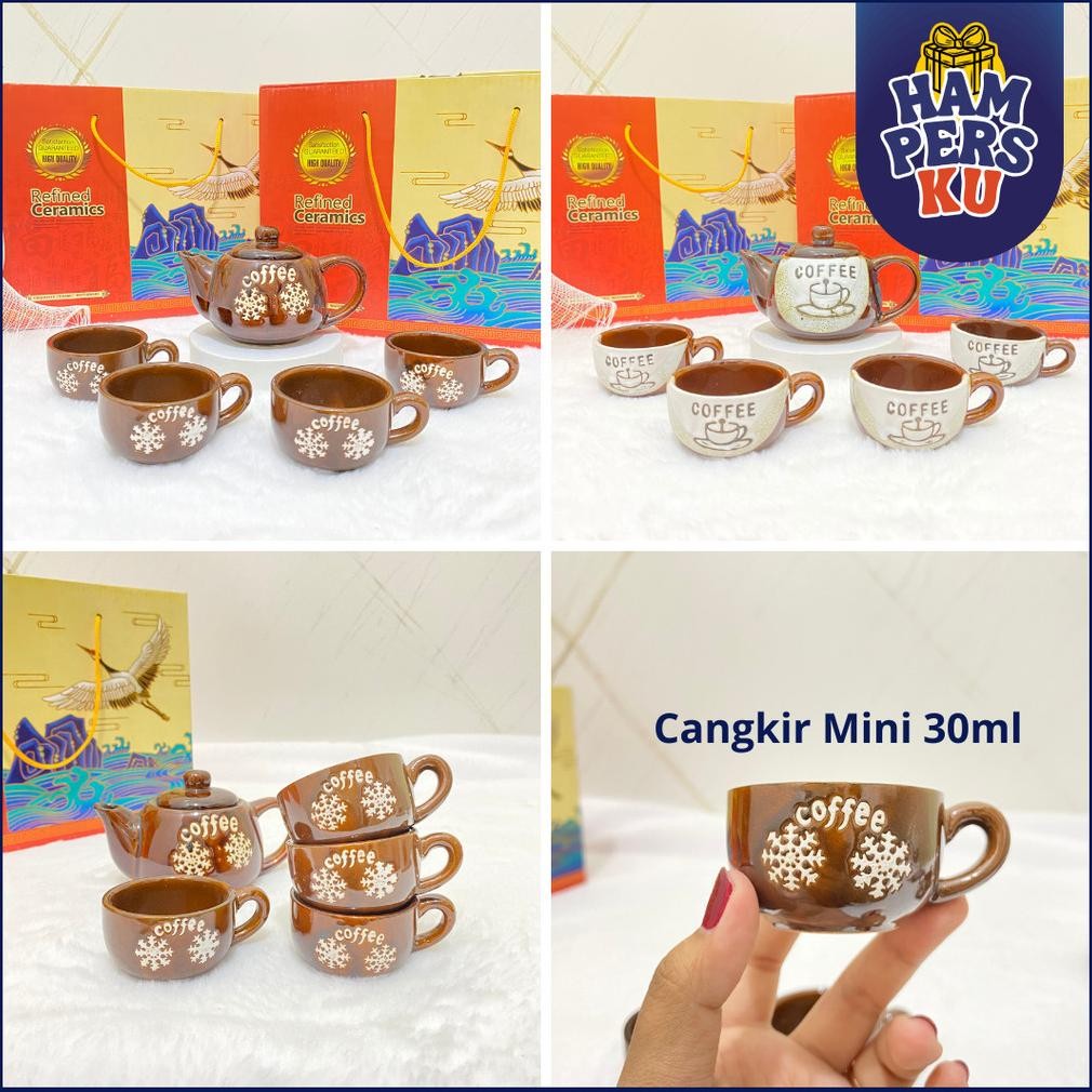 KLJ Kado Nikahan Cangkir Teko Pot Set Keramik COFFEE Hampers Gelas Ocha Souvenir Mug Teh Espresso TE