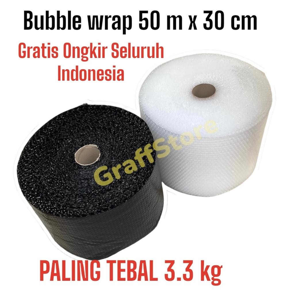 

Bubble Wrap 50 Meter x 30 Cm Hitam Bening Plastik Bubble Tebal Pekat Lentur Bubblewrap DiM