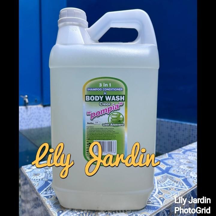 Pompia 3In1 Bodywash / Sabun Mandi Cair Shampoo Conditioner Refill - 5 Lt New Best Quality 100% Orig