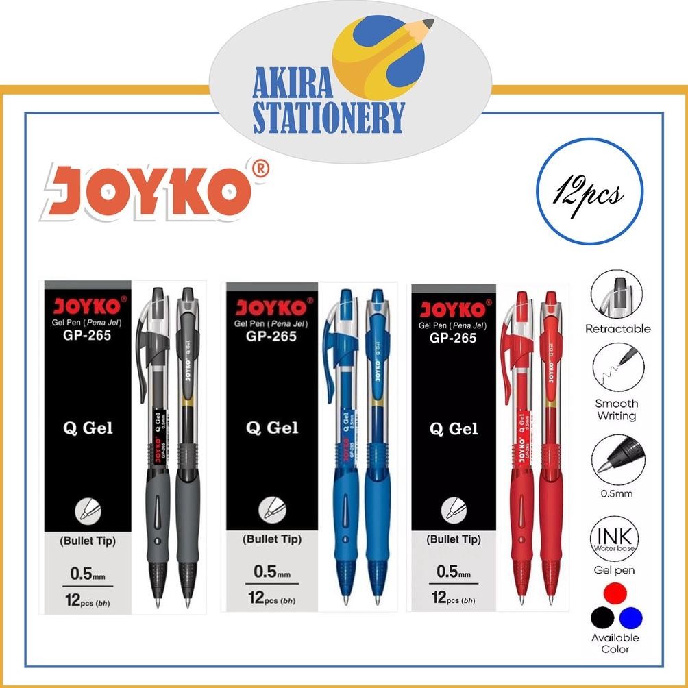 

Pulpen JOYKO Cetek Gel Pen GP 265 Hitam - Biru - Merah / Retractable GelPen GP-265 Black - Blue - Red / BallPoint Cair / Ballpen PAK ( 12 PCS ) DiM