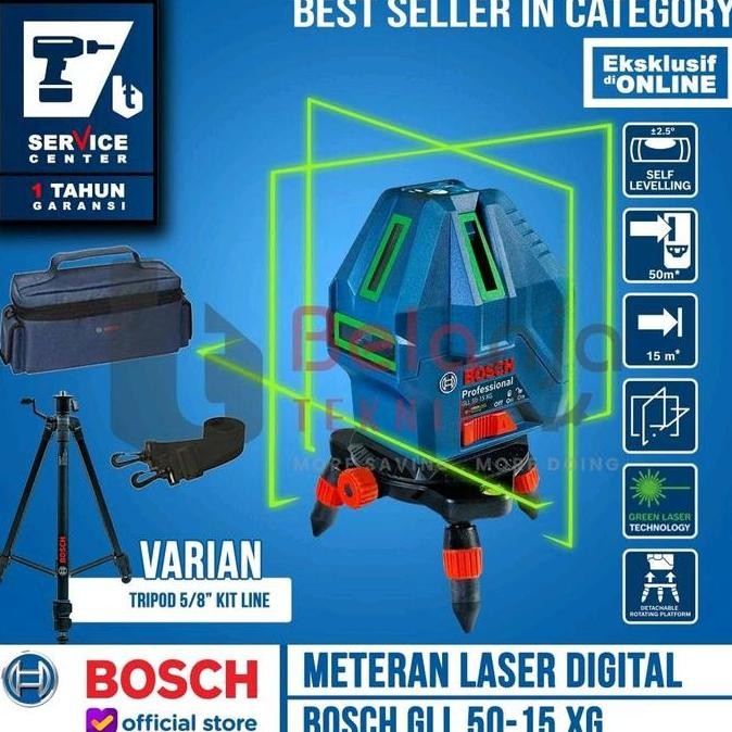 

Sale Bosch Meteran Laser Garis Gll 50-15 Xg + Tripod 5/8 Inch Kit Line Level