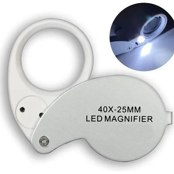 

Sale Loupe 40X Zoom Led Light Kaca Pembesar Magnifier / Kaca Pembesar Geologi 40X