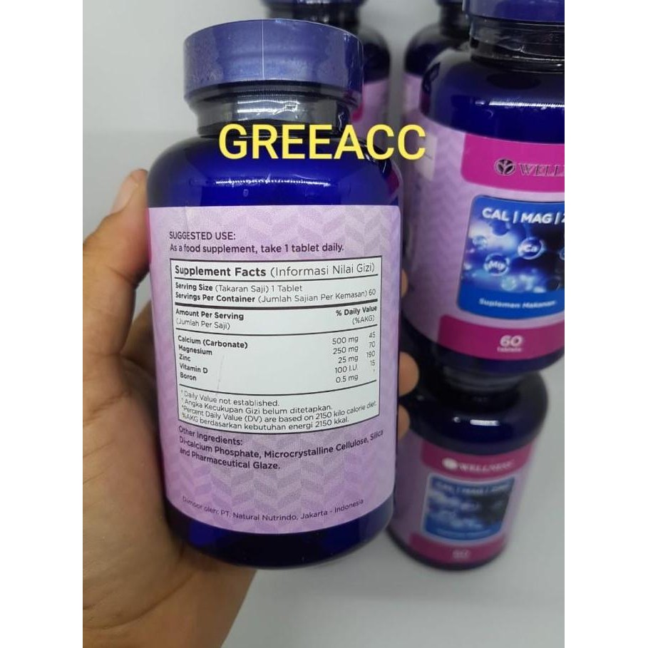 Wellness CalMagZinc Cal/Mag/Zinc 60 Tablet Vitamin Calcium Magnesium