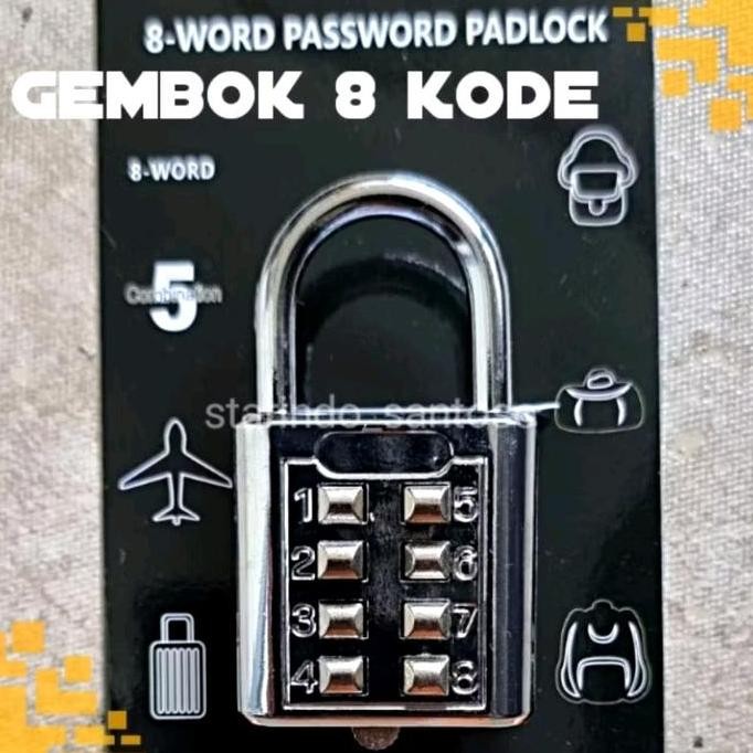 ><><><] Gembok kode 8 digit besi password angka kunci pintu kantor gudang toko etalase