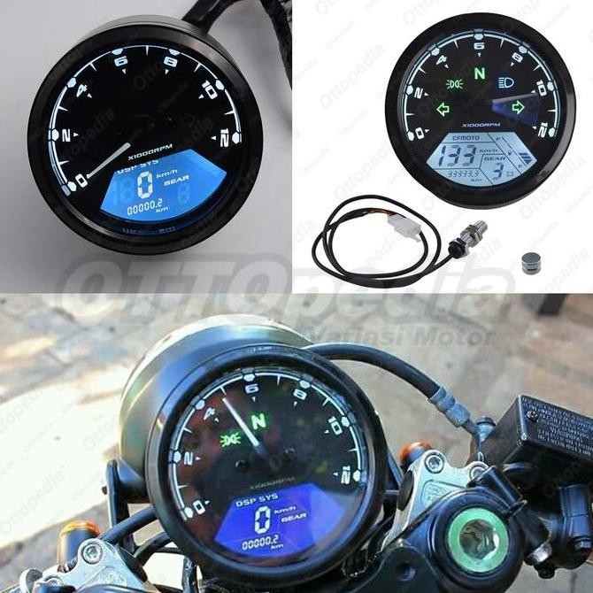 Produk Terbaik] Odometer Tachometer Spedometer Bulat Digital 12000rpm Motor Custom