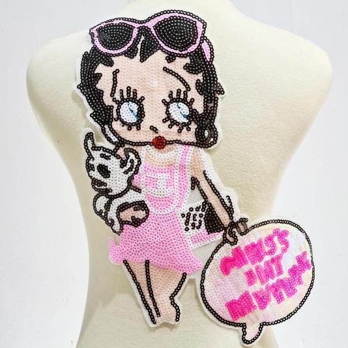 

siap kirim] patch betty boop dress pink