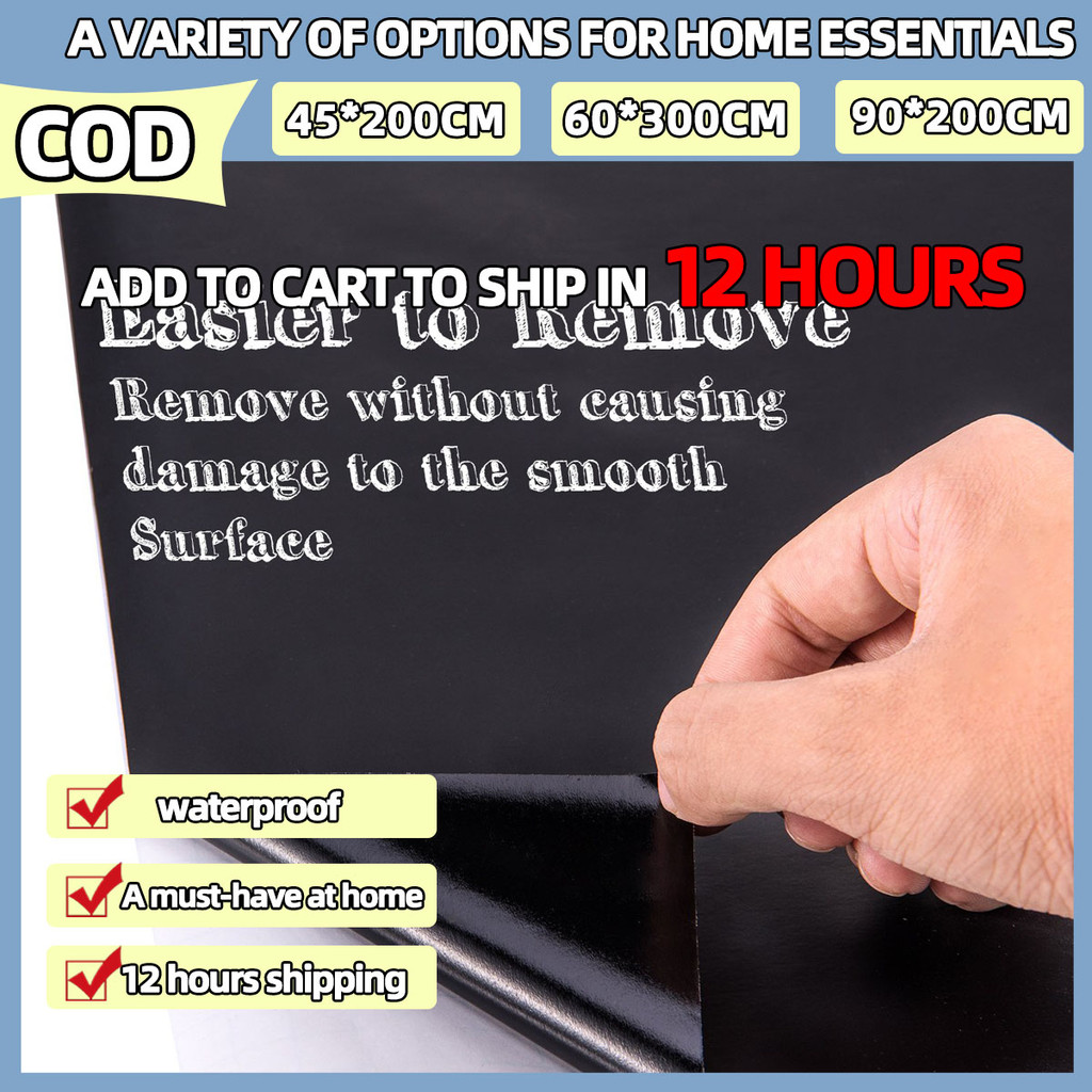 

45 x 200 CM - 90 X 200 CM Stiker Papan tulis Whiteboard Blackboard Spidol Kapur tempel hitam putih hijau