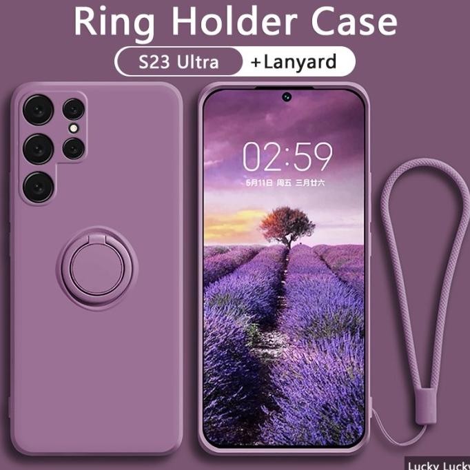 Case Samsung Galaxy S23/S23 PLUS/ S23 ULTRA/S24/S24 PLUS/S24 ULTRA  Square Ring Free Tali Lanyard So