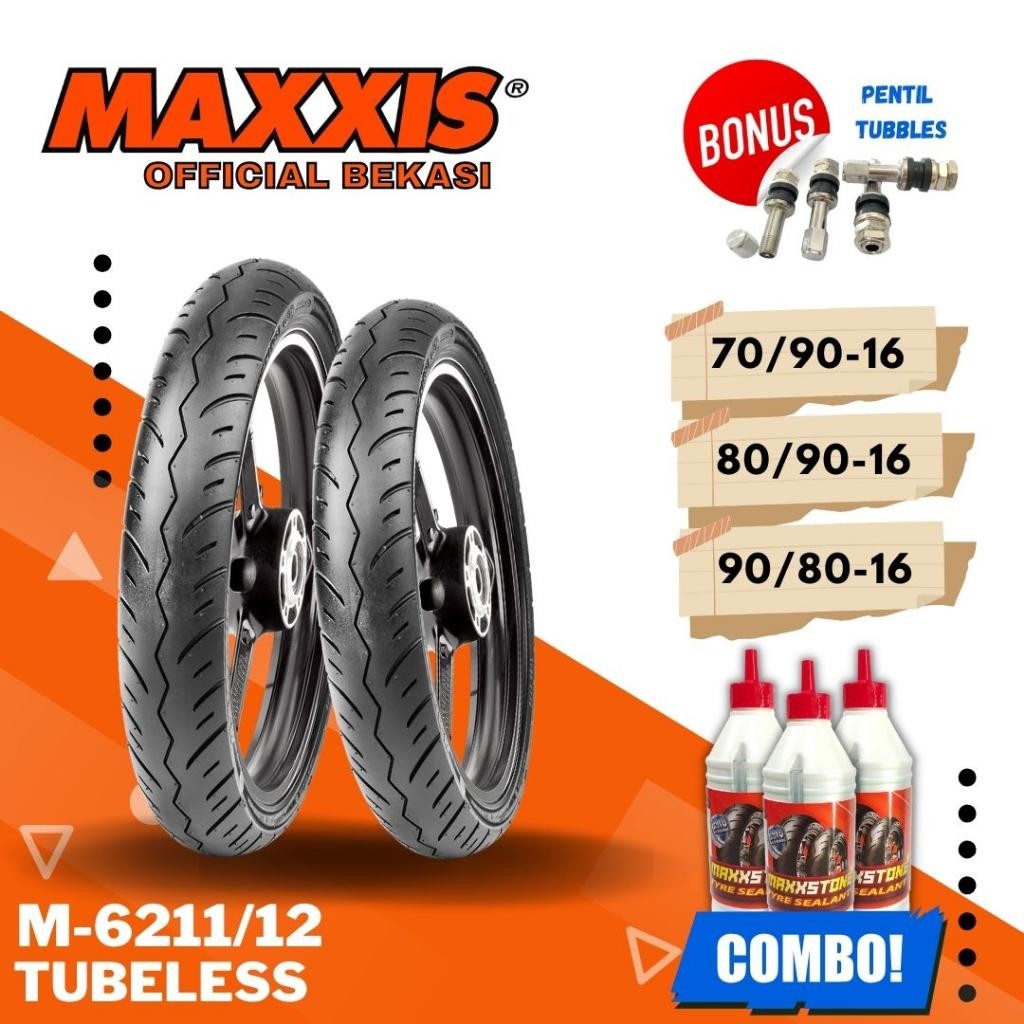 Ban Maxxis M6211 / M6212  All Varian ( 70/90-16 / 80/90-16 / 90/80-16) Ring 16 Tubeless Ban Luar / B