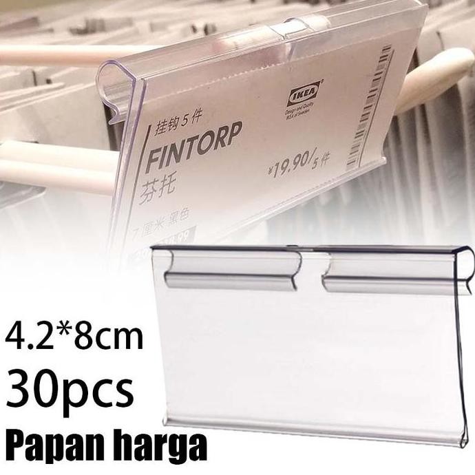

30Pcs Price Tag Akrilik Pricetag Label Harga Barang 4.2Cm X 6Cm Mika Price Tag Holder