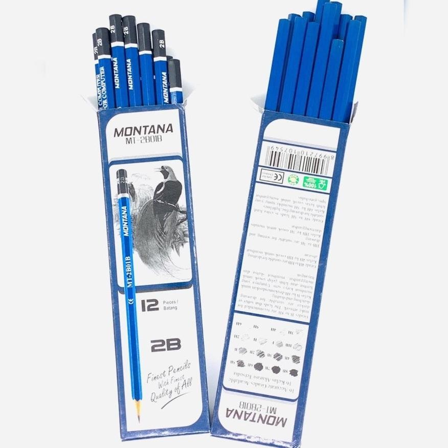 

Promo 12 Pcs / 1 Lusin Pensil Montana Pensil 2B Computer Pensil Ujian Promo