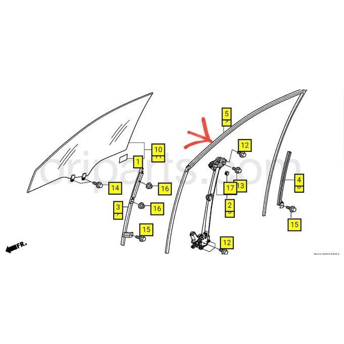 // Karet Runchannel Kaca Pintu Honda Crv Gen 3 2007-2012 