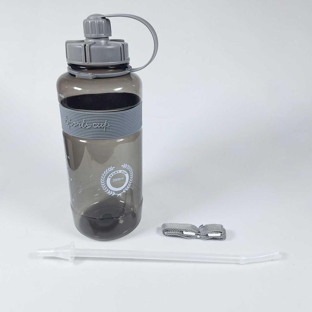 Botol Minum Plastik Sport Portabel Workout Water Bottle with Straw 2 Liter - HA437
