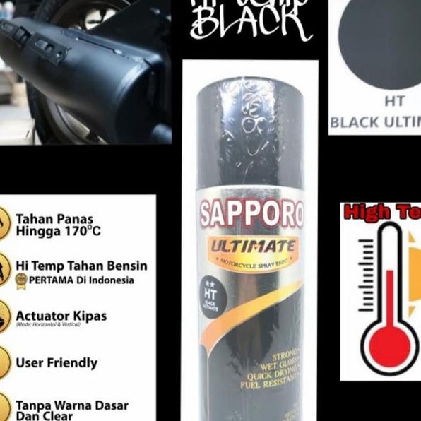 Cat Semprot Sapporo Ultimate 400Ml Hi Temp Bla Hitam Tahan Panas