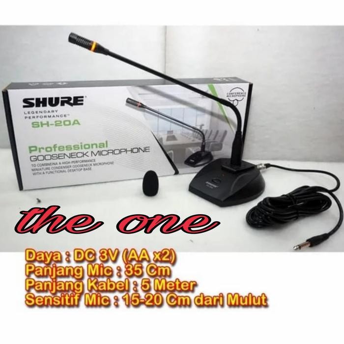 Mic Meja Podium Kabel Shure Sh 20A / Sh20A Original Dan Terpercaya