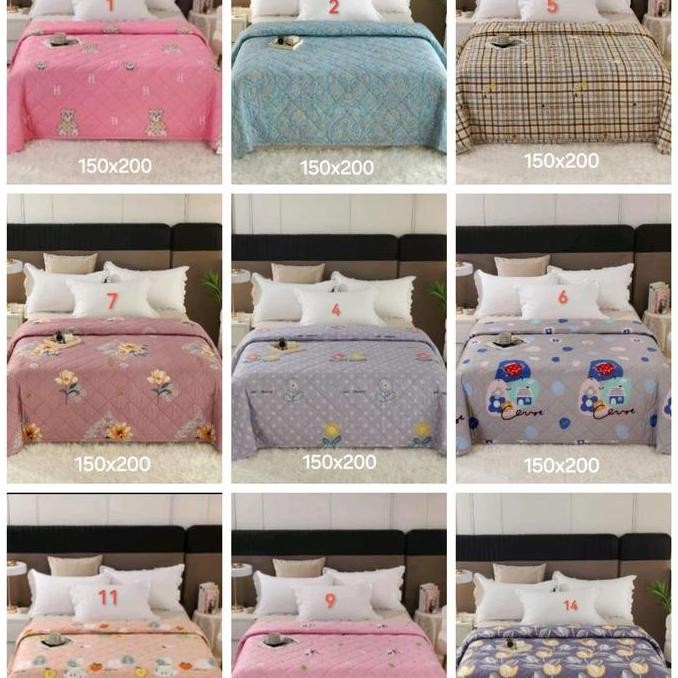 selimut kain bedcover katun tipis bordir halus