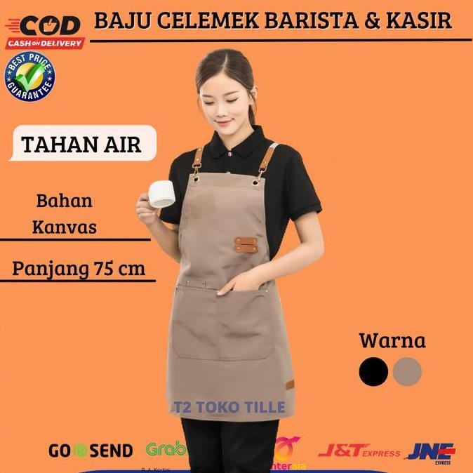 

Terlaris Celemek Masak Apron Barista Cafe Anti Air Bahan Kanvas Dengan Kantong