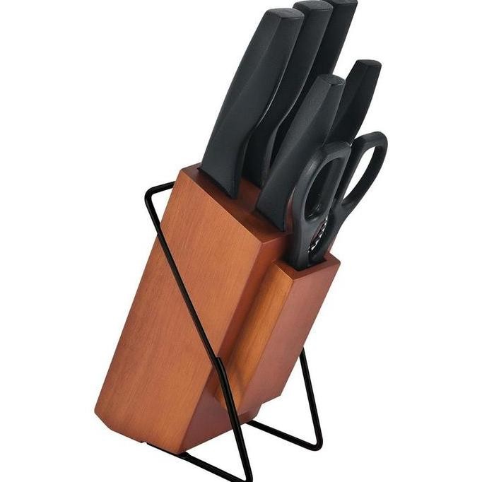 

Terlaris Oxone Ox983 6 Pcs Knife Set With Rubber Wood Block Wooden/Pisau Set Pisau Plastik Kitchenware