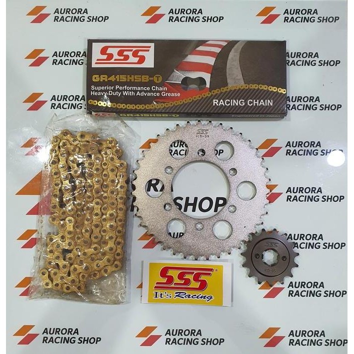 Gear Set Sss 415 Kawasaki Ninja 150 R - Rr & Rantai Sss 415 Hsbt Gold