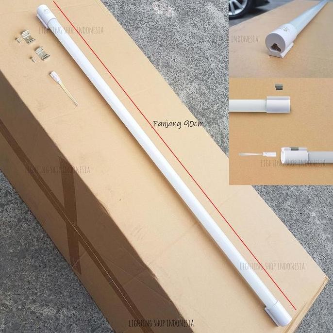 Lampu dinding wastafel led panjang neon T8 12w 90cm putih outbow