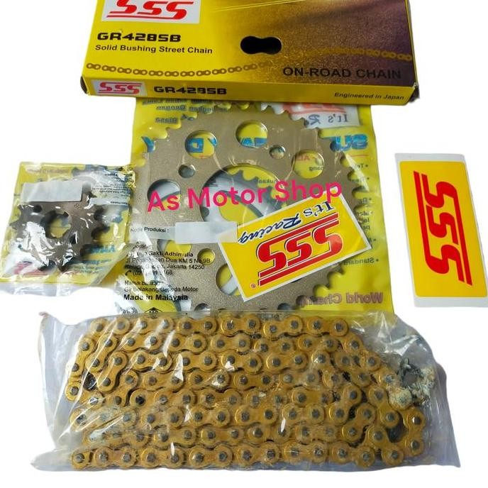 Gear Set Sss 428 Rantai Gold Sss Original Cb150R Cbr150R Tiger Megapro