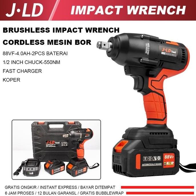 JLD Mesin bor impact baterai torsi besar 550NM impact wrench brushless