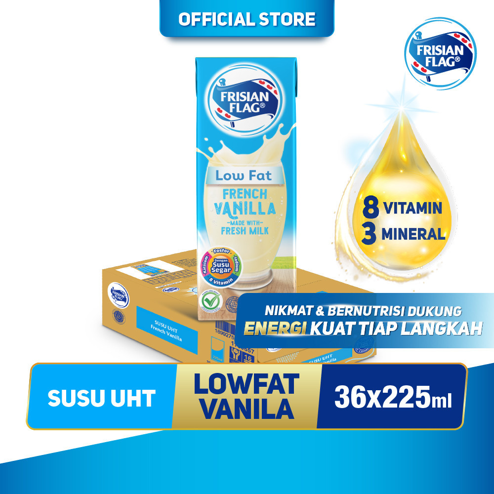 

Frisian Flag UHTM Lowfat French Vanilla Carton Pack 225ml x 36