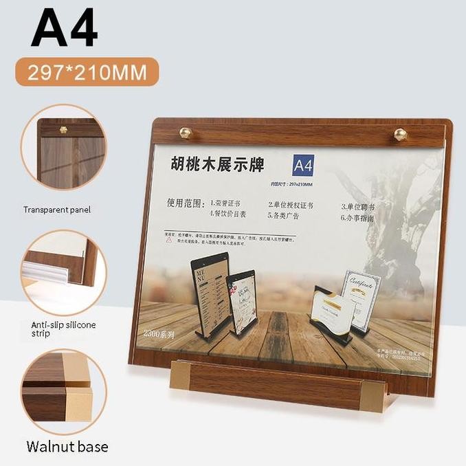 

New Product - Stand Menu Display Stand Wood Base Wood Sign Holder Kiarastoreku