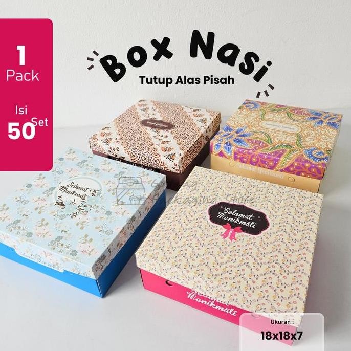 

50 Set/22X22/ Box Nasi / Dus Nasi/ Dus Hajatan/ Box Nasi Tutup Alas Pisah Co