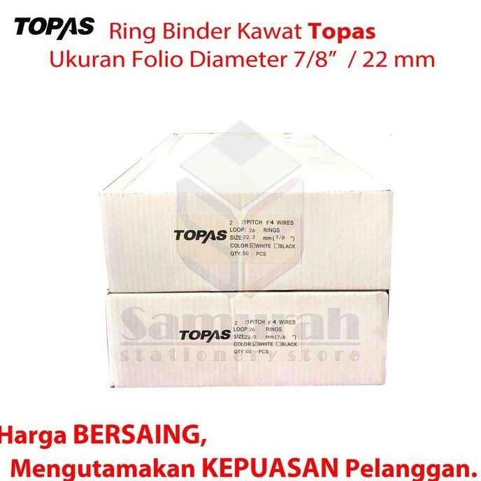 

Ring Binder Kawat Topas Ukuran Folio 7/8" Diameter 22,0 Mm / 26 Wire Ring Binding 2 : 1 Isi 50 Batang / 26 Lubang Co