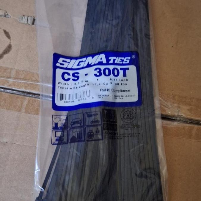 

Kabel Ties / Kabel Tis / Cable Tie Sigma Cs-300 T 30Cm Warna-Hitam 1Pack Isi 100Pcs Co