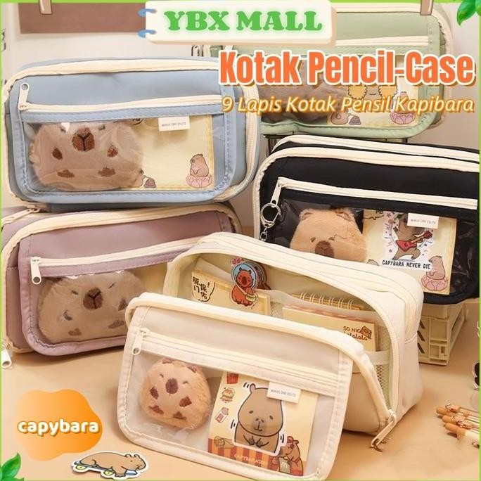 

Cute Capybara Fabric Pencil Case / Kotak Pencil-Case / Kapibara Kotak Pensil 9 Lapis Penyimpanan Alat Tulis Siswa / Kawaii Large Capacity Animal Zipper Kids Bag Children'S Boys' Pen Pouch Girl School Case Supplies Co
