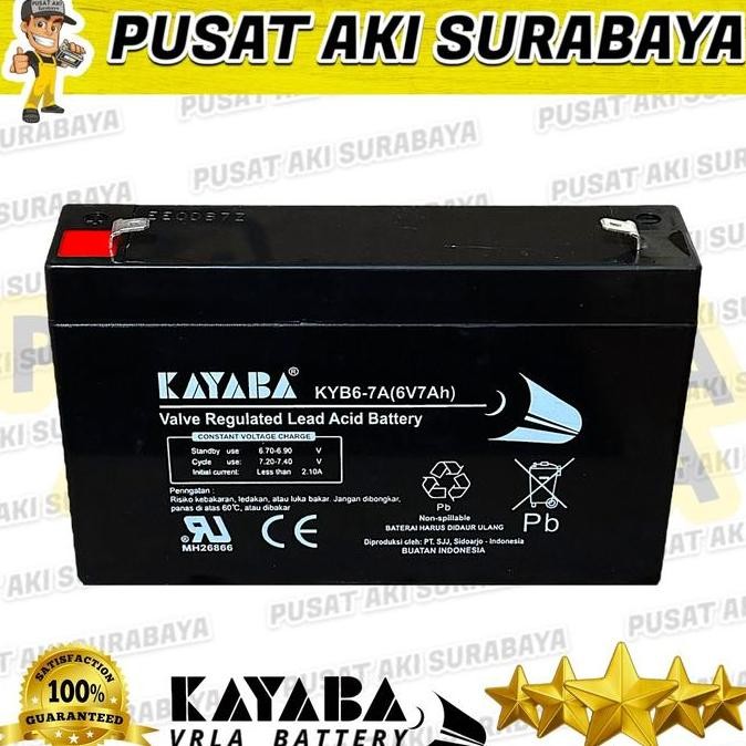 TERBARU - BATTERY KAYABA 6V 7AH AKI MOBIL MAINAN ANAK ACCU 6 VOLT 7 AMPER