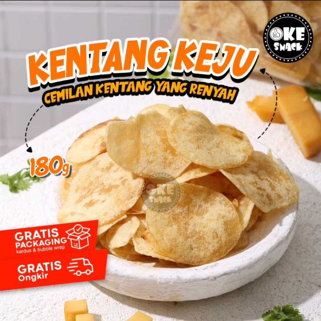 

Keripik Kentang Keju KERIPIK KENTANG KEJU – CAMILAN RENYAH DENGAN RASA KEJU YANG NIKMAT 180g