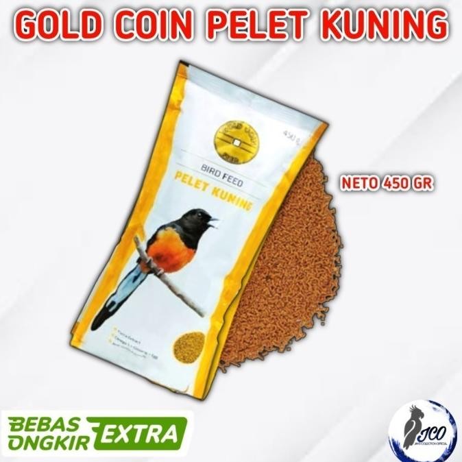GOLD COIN PELET KUNING MAKANAN BURUNG MURAI KACER GOLD COIN MURAI 450GR