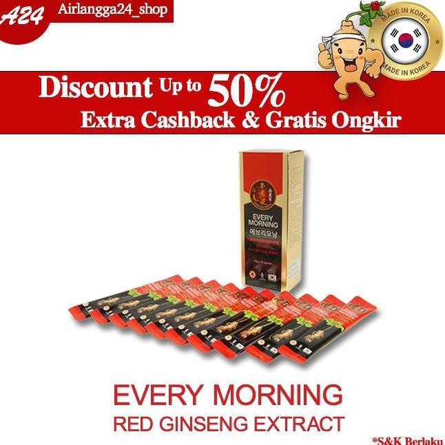 

BEBAS ONGKIR - PROMO EVERY MORNING "KOREA RED GINSENG EXTRACT" isi 10 SACHETS