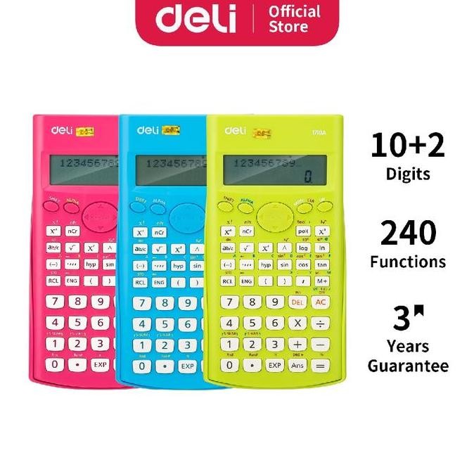 

Deli Kalkulator Scientific 240 Fungsi/ 10+2 Digits Display Besar 3 Tahun E1710A Calculator Co