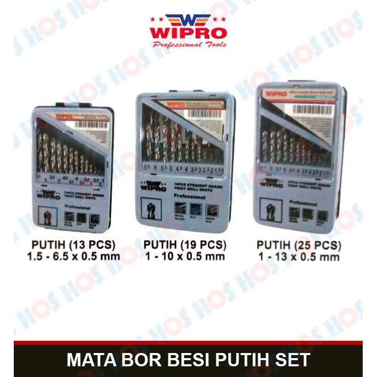 {{{{}}] Mata Bor Besi Putih Set Wipro