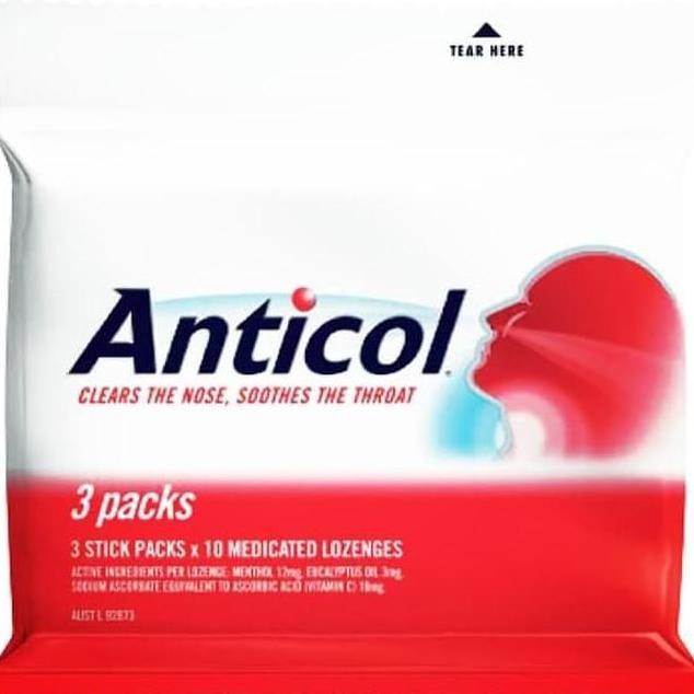 

TERBARU - Anticol Throat Lozenges 3 Packs x 10 Medicated Lozenges Original