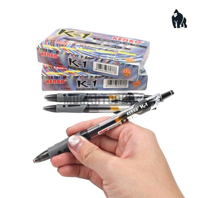 

Pulpen Kenko K-1 Retractable Gel Pen 0.5 mm / Ballpoint Bolpen Rubber Grip Pena Grosir Hitam Biru [PER LUSIN]