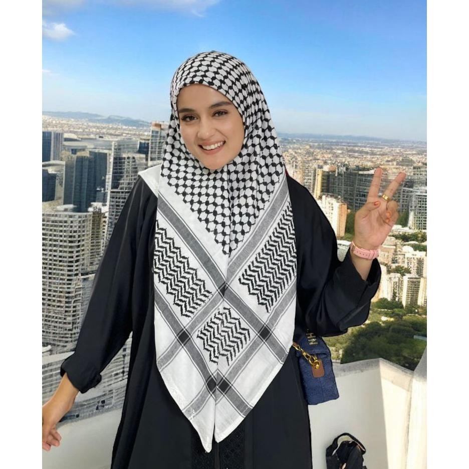 Sorban Hijab Timur Tengah Sorban Yasmeen Abutaj Hitam Putih Sorban Hijab Muslim Dewasa