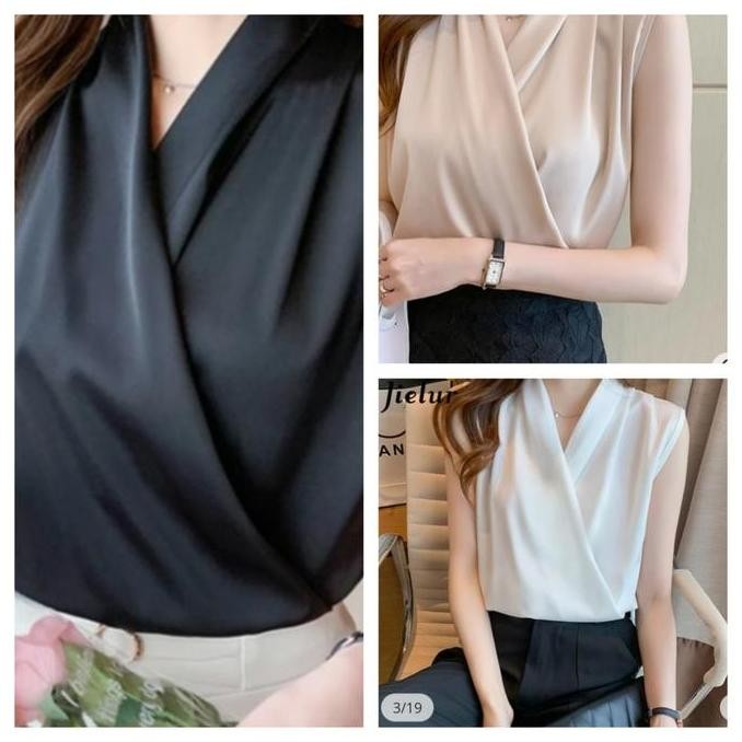inner tanpa lengan dalaman blazer atasan blouse wanita ES